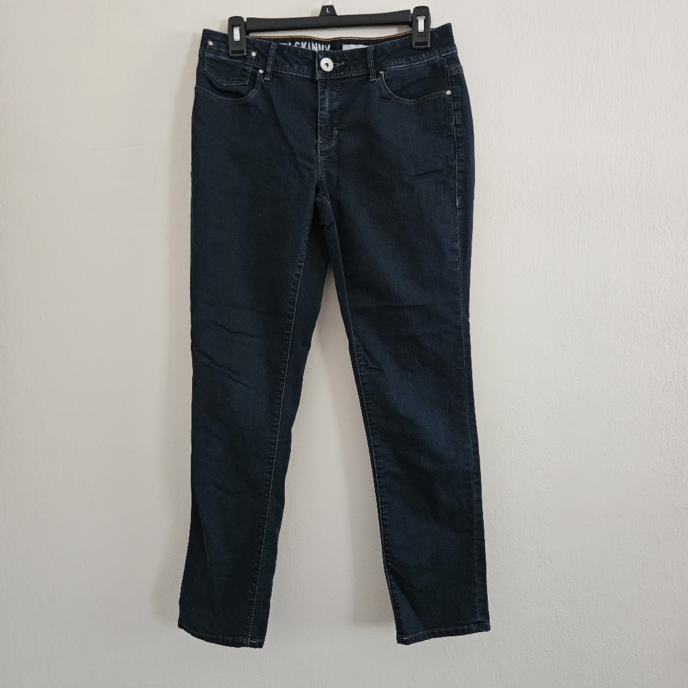 DKNY Women's Navy Blue Straight Leg City Skinny Jeans Causal Pockets 6P Petite